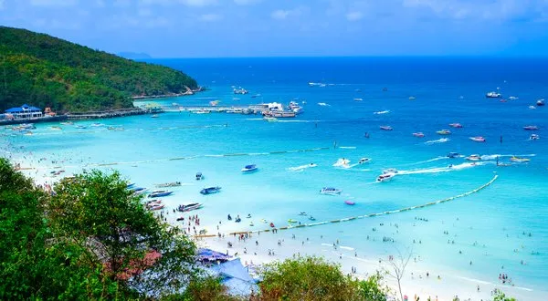 Aerial view of Pattaya beach and skyline in Thailand