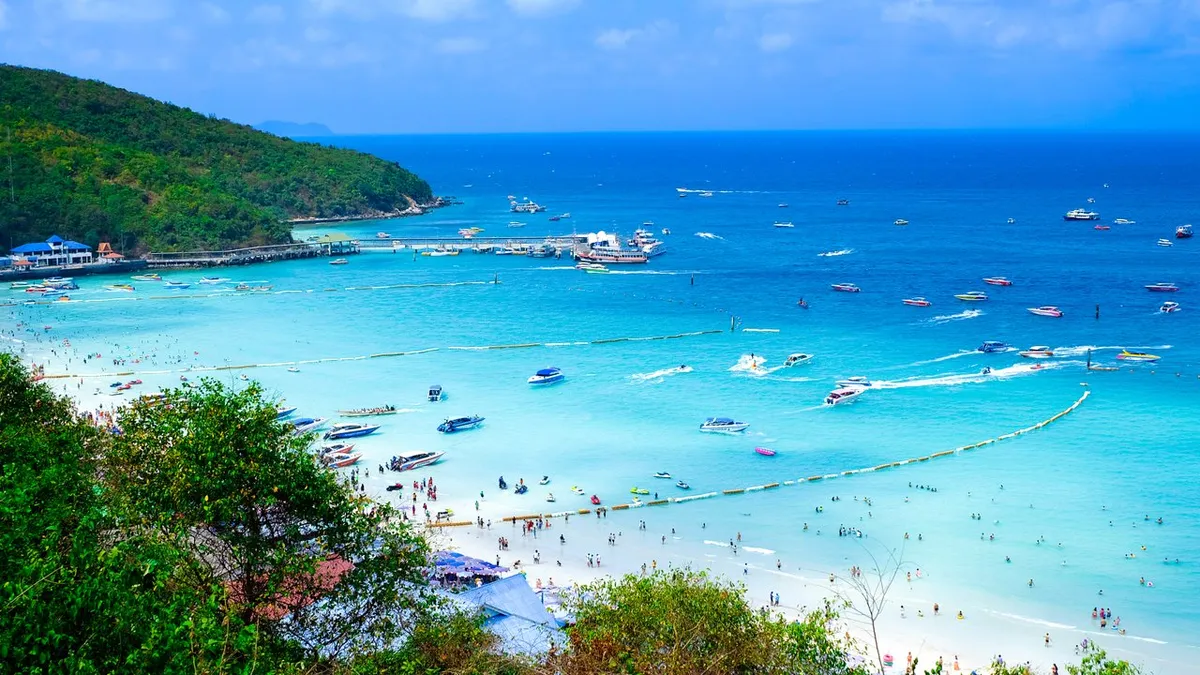 Aerial view of Pattaya beach and skyline in Thailand