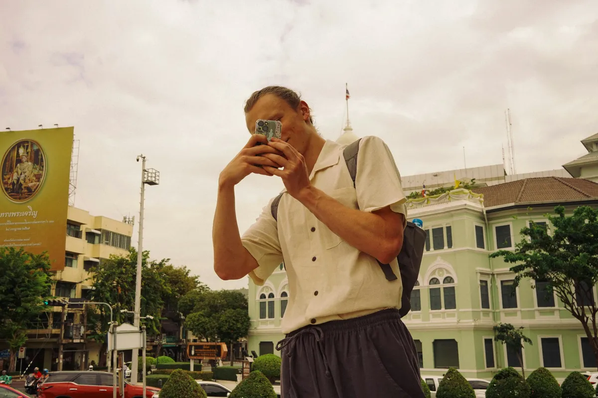 Backpacker on a Bangkok street